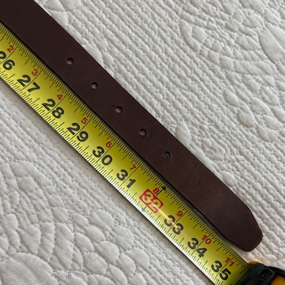 Brown Leather Belt with Silver Buckle - Picture 3 of 6